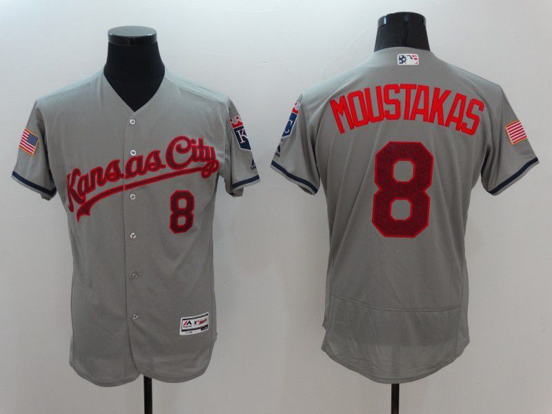 Men Kansas City Royals #8 Moustakas Grey Elite 2022 MLB Jersey->kansas city royals->MLB Jersey